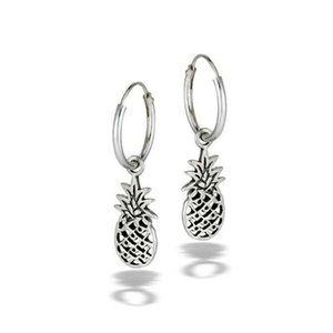 NWT Sterling Silver 12 mm Hoop With Dangling Pineapple